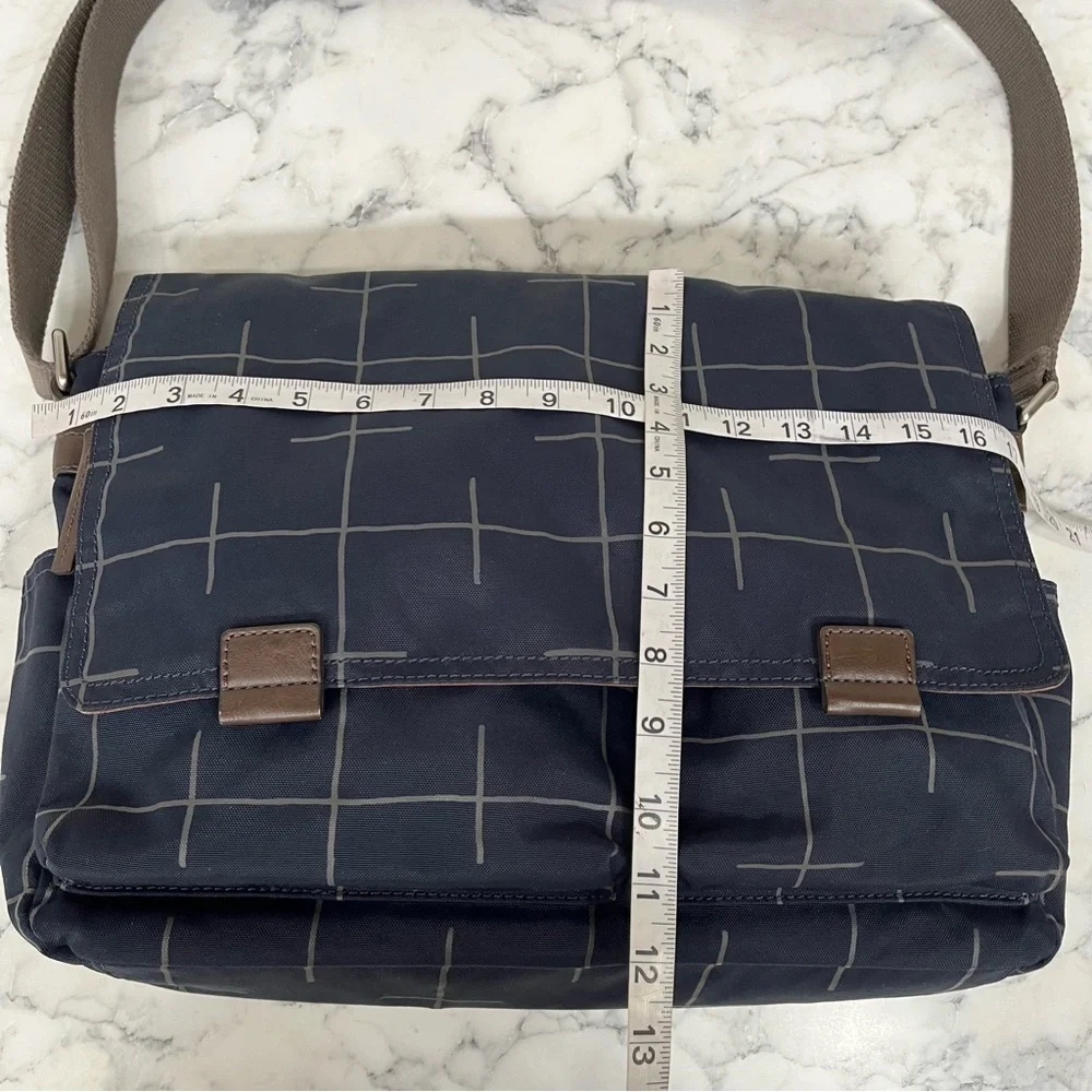 FOSSIL Field messenger crossbody laptop bag navy blue canvas